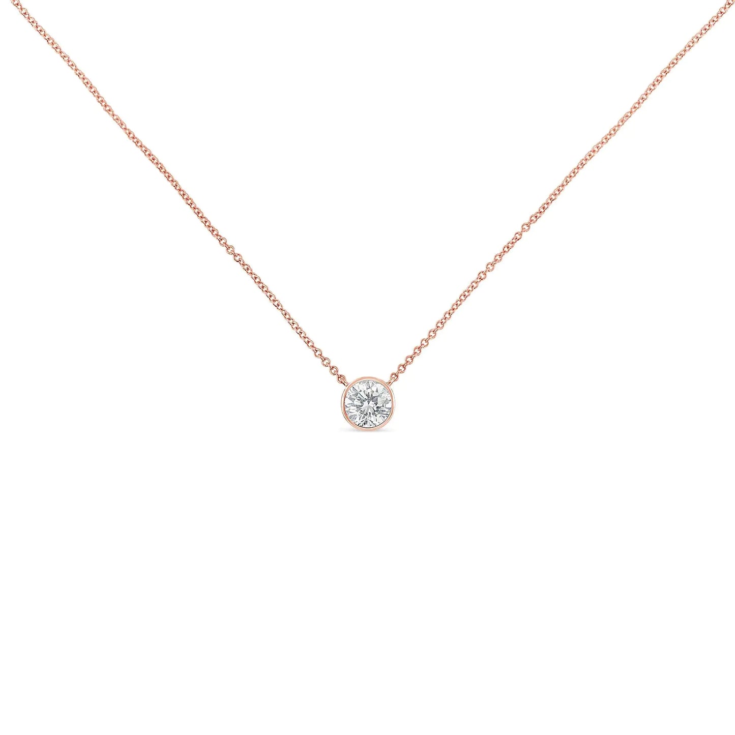 Sterling Silver Bezel-Set Diamond Solitaire Pendant Necklace (1/3 cttw, H-I Color, I1-I2 Clarity)