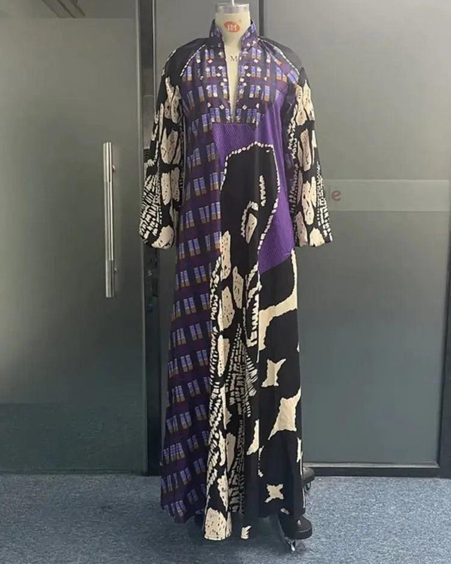 Mixed Print Maxi Dress