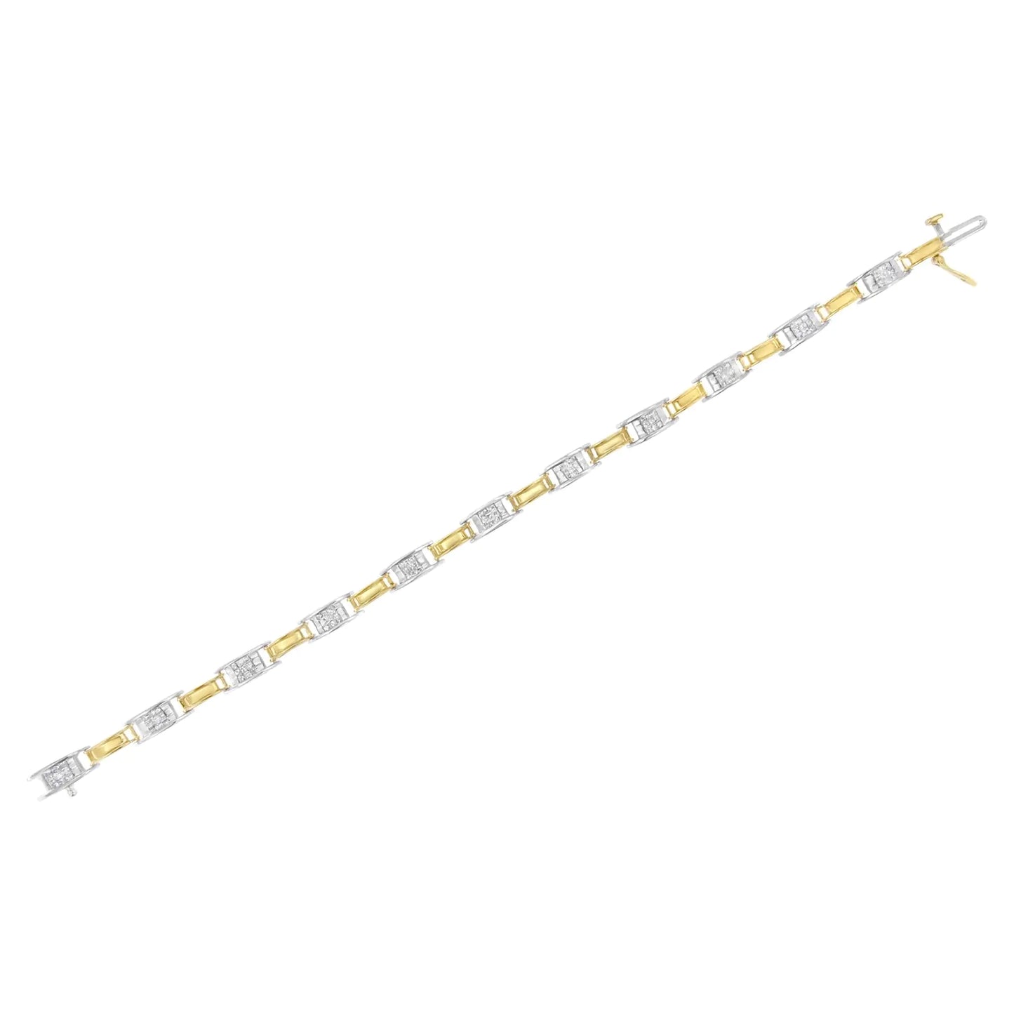 14K Two-Tone Gold 1.00 Cttw Princess-Cut Diamond Chain Link 7" Bracelet (H-I Color, SI1-SI2 Clarity)