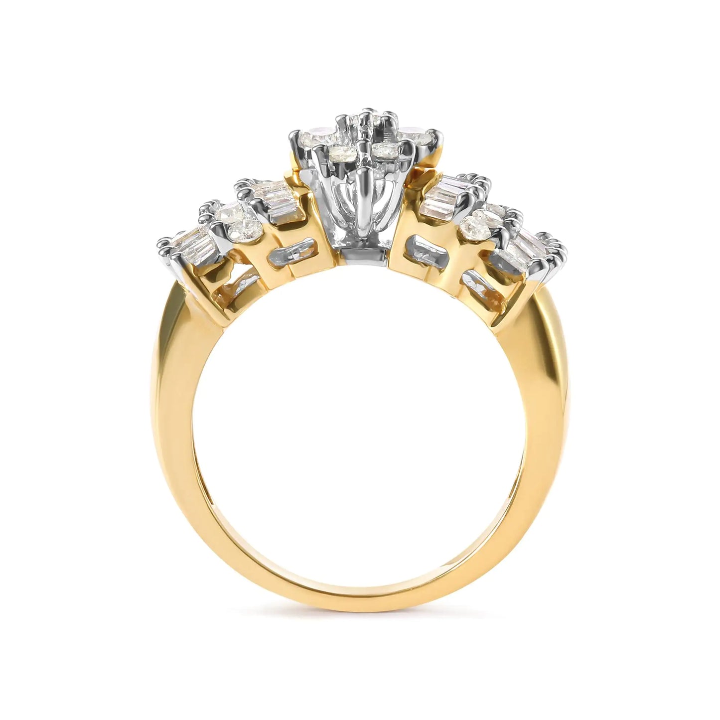 10K Yellow Gold 1.00 Cttw Diamond Starburst Ring Band (H-I Color, I1-I2 Clarity)