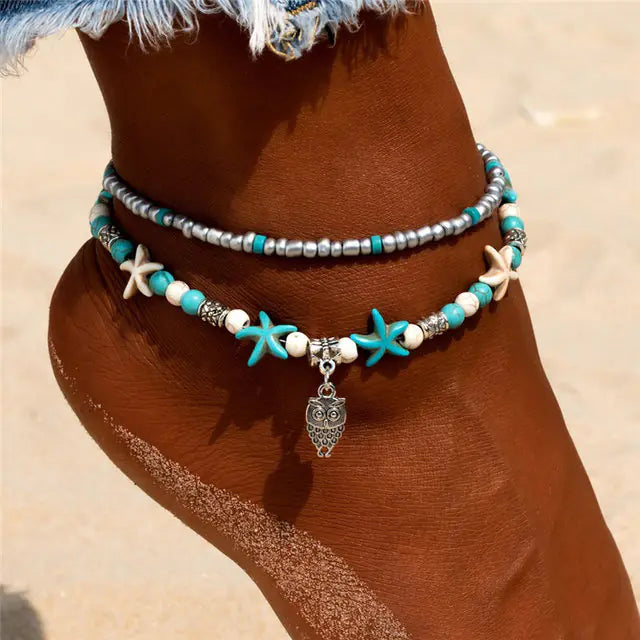 Sea Shell Beads Multilayer Anklets