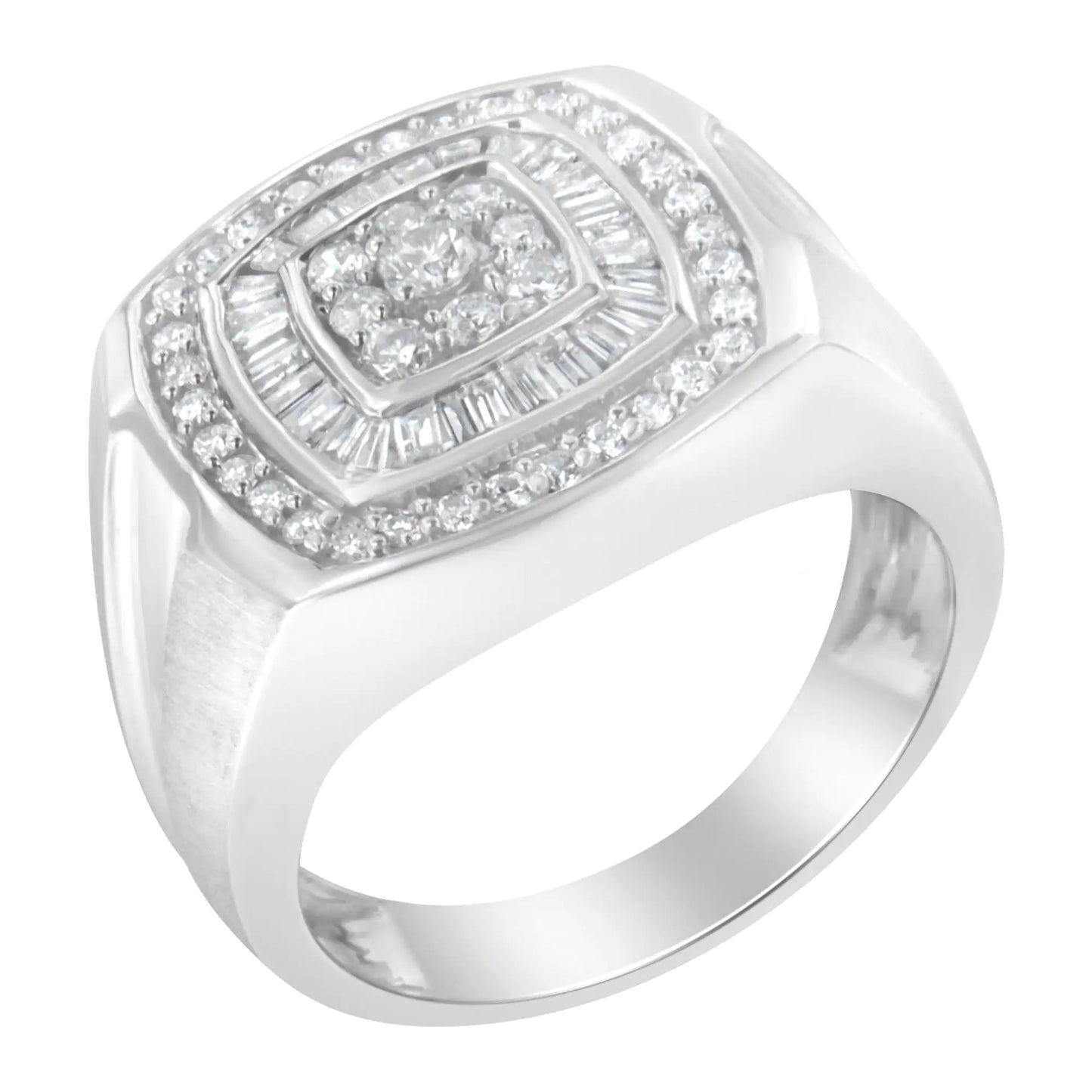 14K White Gold Men's Diamond Band Ring (1 cttw, H-I Color, SI1-I2 Clarity)