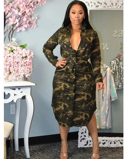 Casual Camouflage Long Dresses