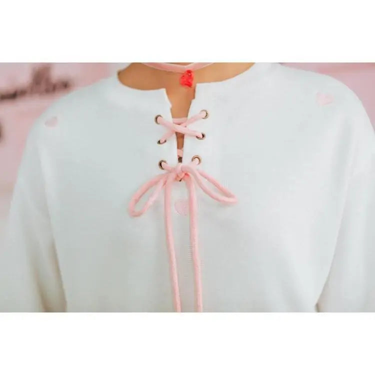 Heart Lace Up Sweater