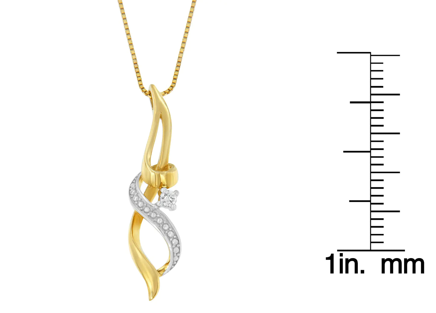 Espira 10K Yellow Gold 1/20 cttw Round Cut Diamond Accent Swirl Pendant Necklace (H-I, I1-I2)