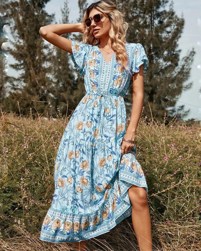 Vneck Dress Floral Spring and Summer