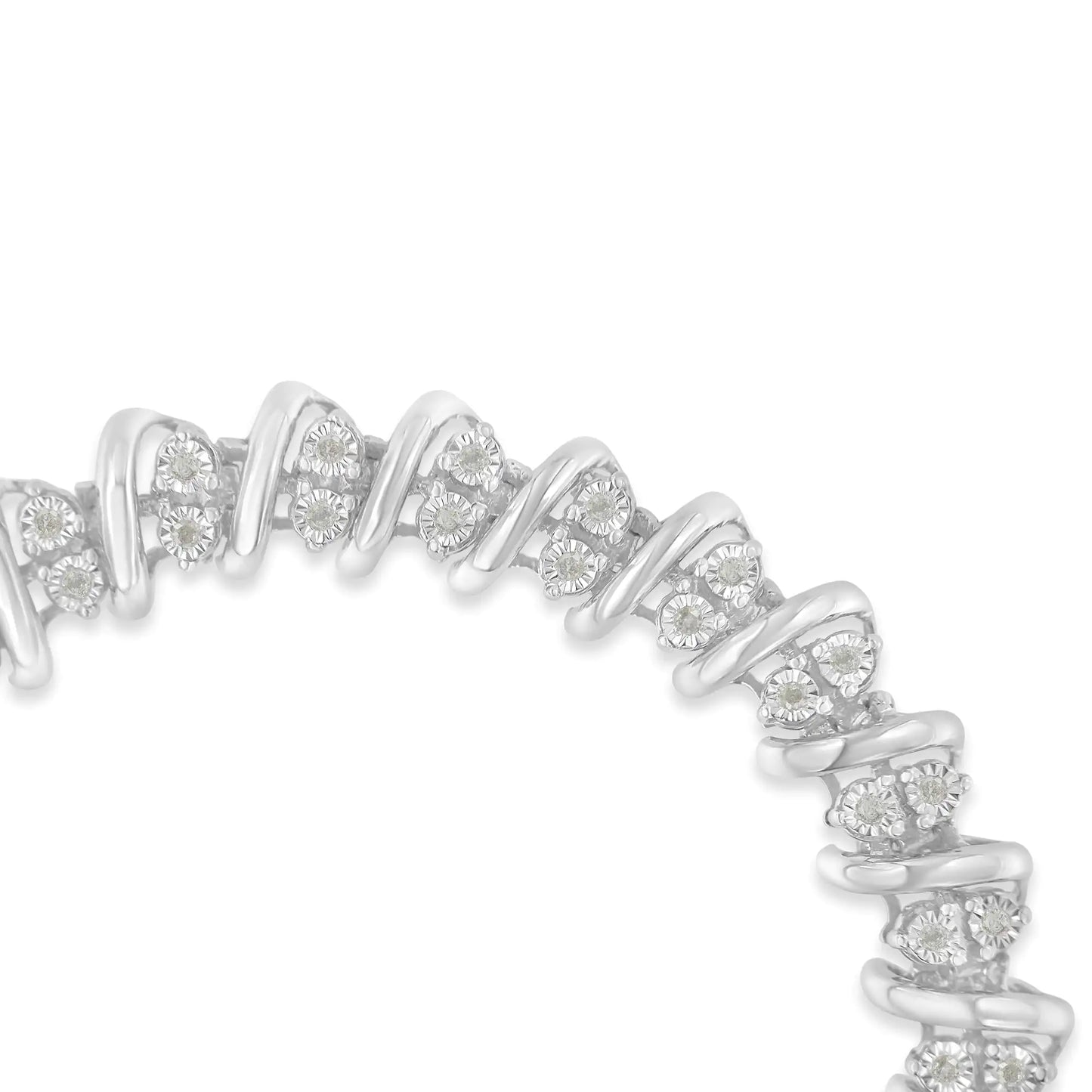 Sterling Silver 1ct TDW Rose-cut Double Diamond S-Link Bracelet ( I-J, I3-Promo)