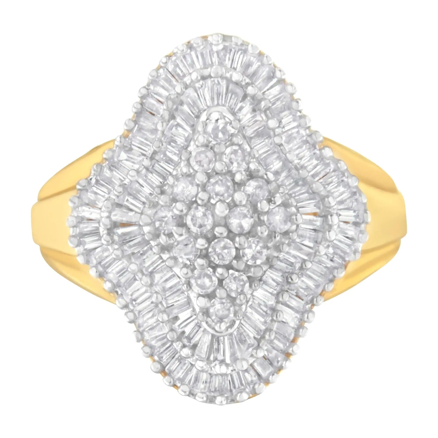 10KT Yellow Gold 1 cttw Diamond Cluster Ring (I-J, I1-I2)