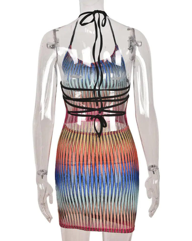 Gradient Mesh Mini Dress