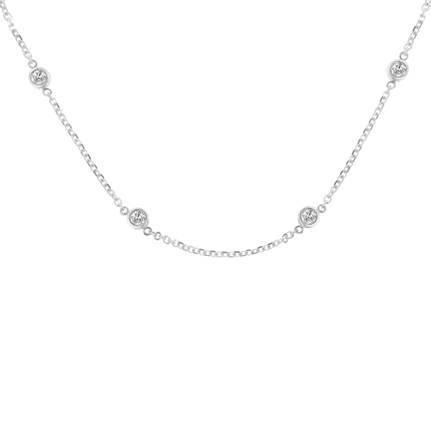 14K Gold 1ct TDW Diamond Station Necklace (H-I, SI2-I1)