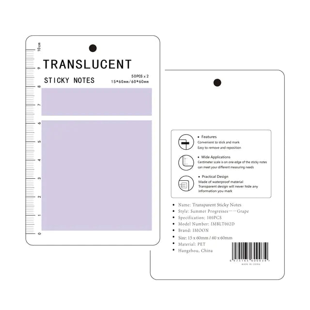 Transparent Waterproof Sticky Notepads