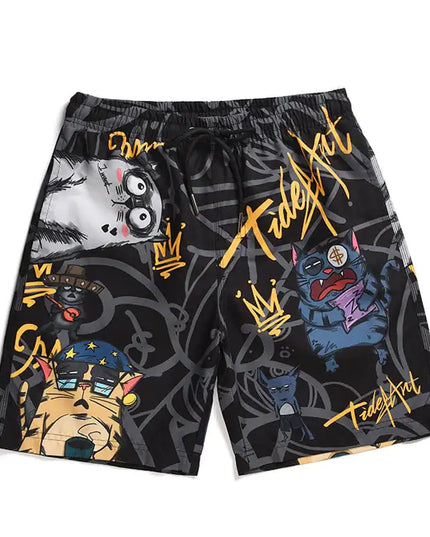 Casual Loose Camouflage Cat Print Beach Shorts