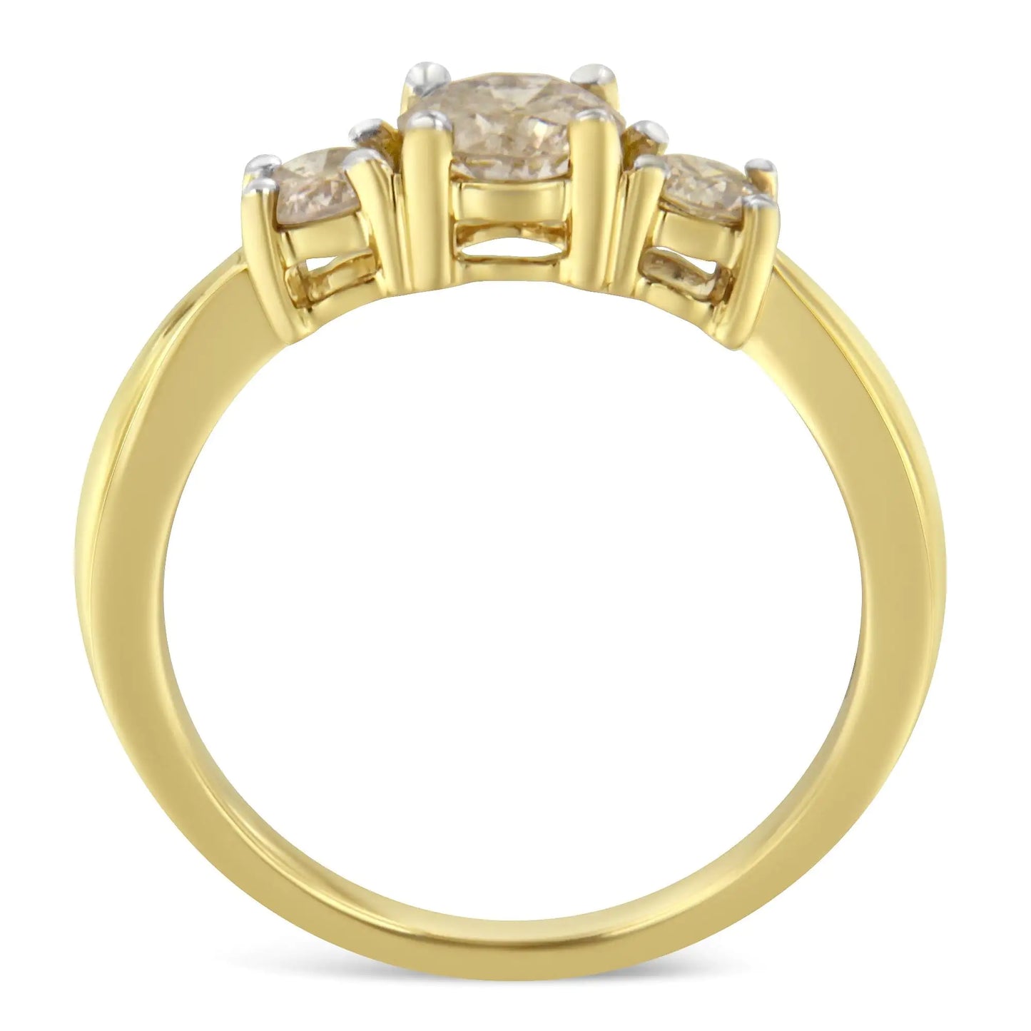 10K Yellow Gold Three Stone Diamond Band Ring (1.00 cttw, J-K Color, I2-I3 Clarity)