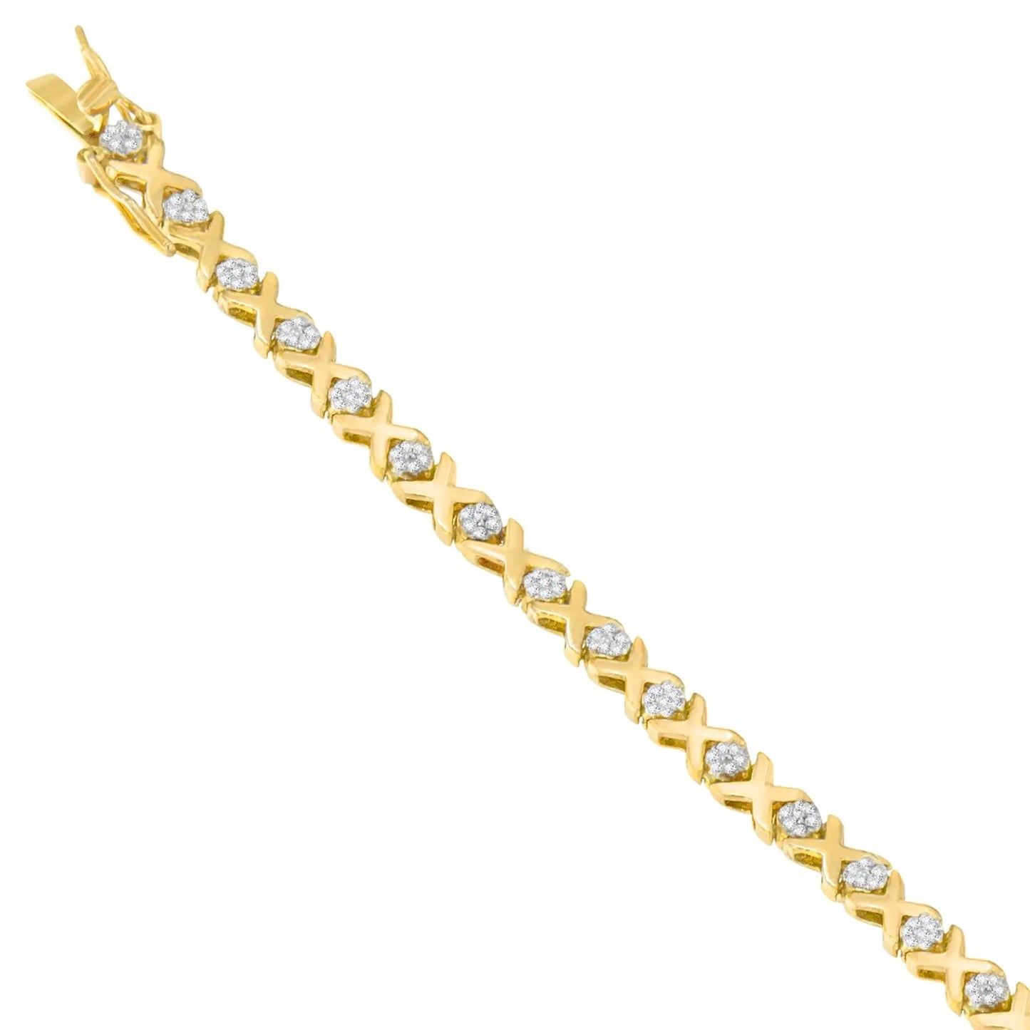 10K Yellow Gold Round Cut Diamond Bracelet (0.03 cttw, I-J Color, I2-I3 Clarity)