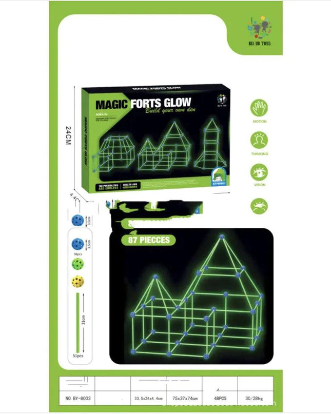 Kids' Fort Building Kit – DIY 3D Construction Set for Tents, Castles, and Playhouses