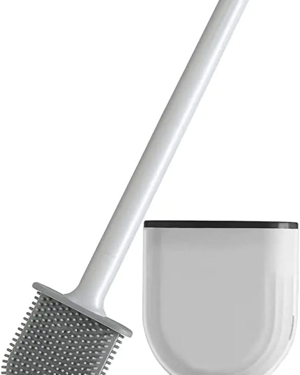 Flexible Silicone Toilet Brush With Holder Leakproof