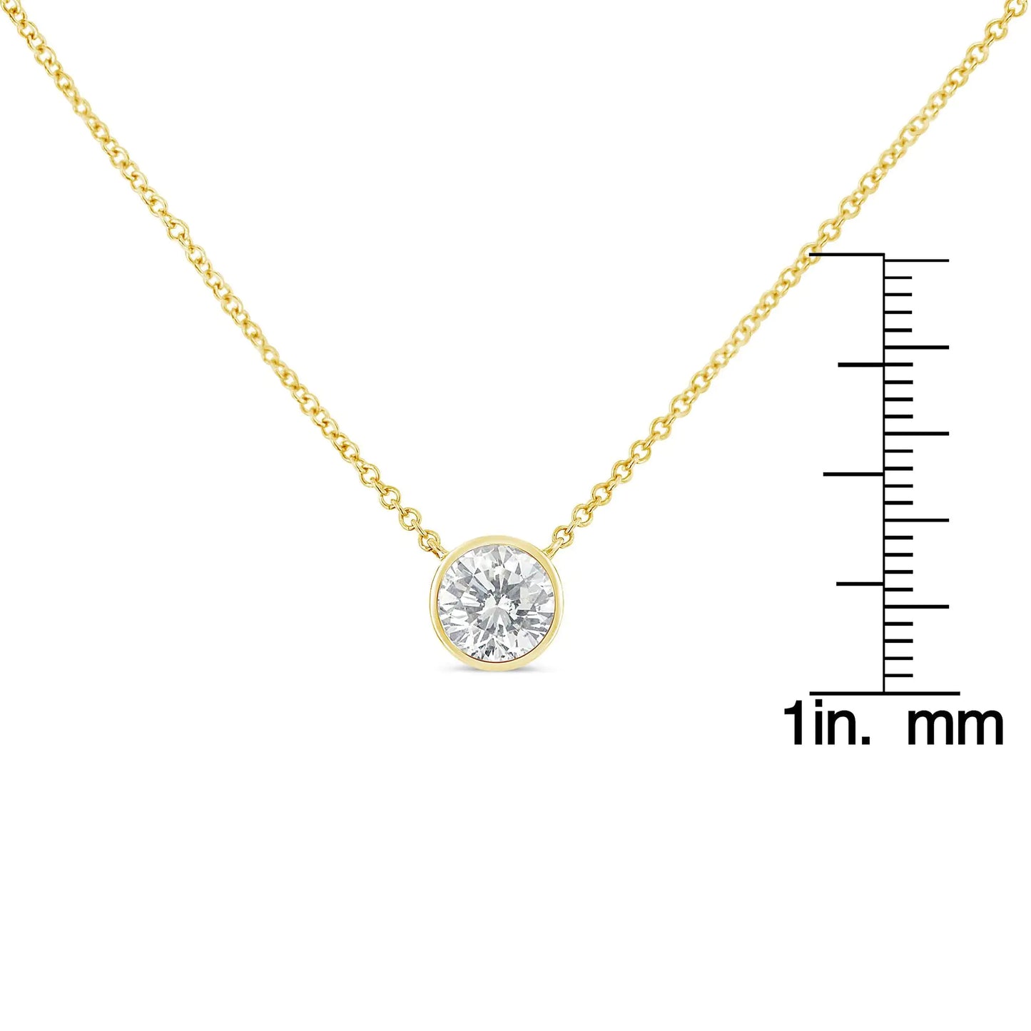 Sterling Silver Bezel-Set Diamond Solitaire Pendant Necklace (1/3 cttw, H-I Color, I1-I2 Clarity)