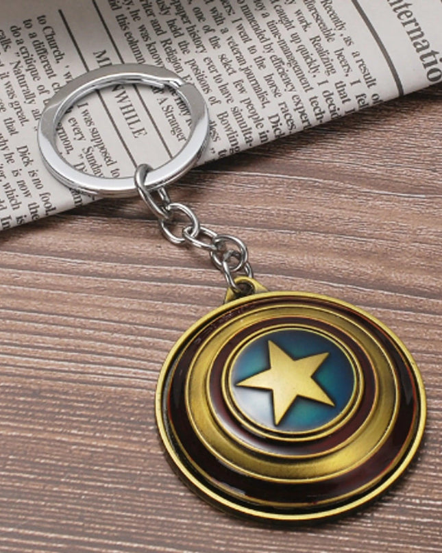 Marvel Hero Captain America Shield Keychain Car Key Holder
