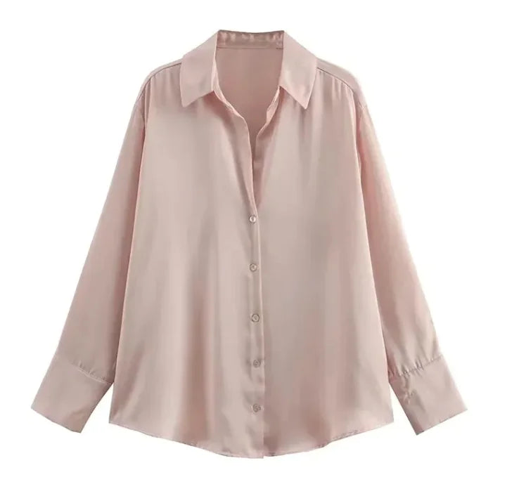 Silk Satin Long-sleeved Shirt