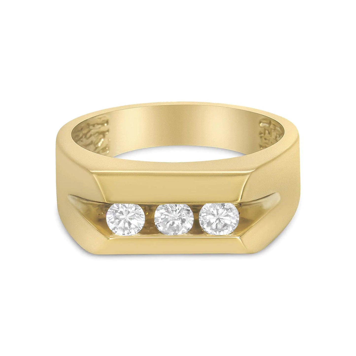 Men's 14K Yellow Gold 1/2 Cttw Channel Set Diamond 3 Stone Band Ring (H-I Color, I1 Clarity)