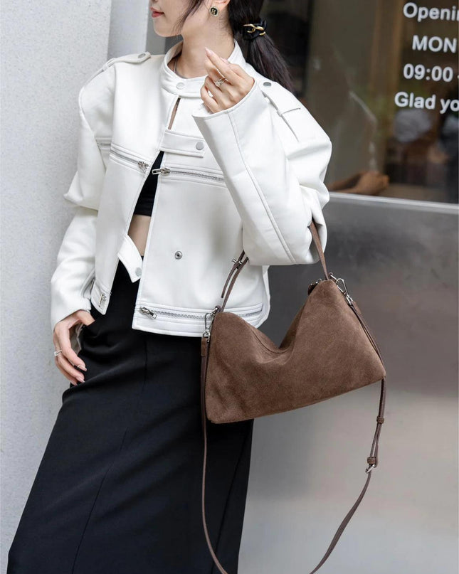 Women's Large Suede Shoulder Bag