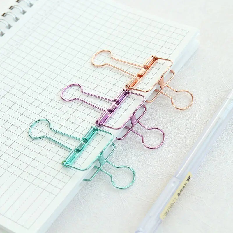 8 Colors Binder Clips Medium Metal Binder Clips