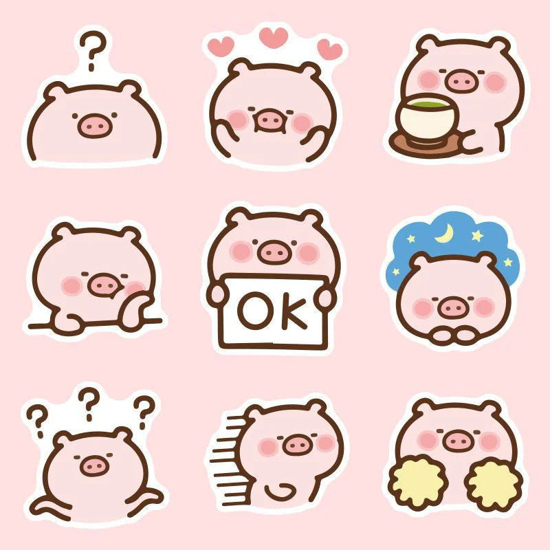 40 Cute Pink Pig Stickers