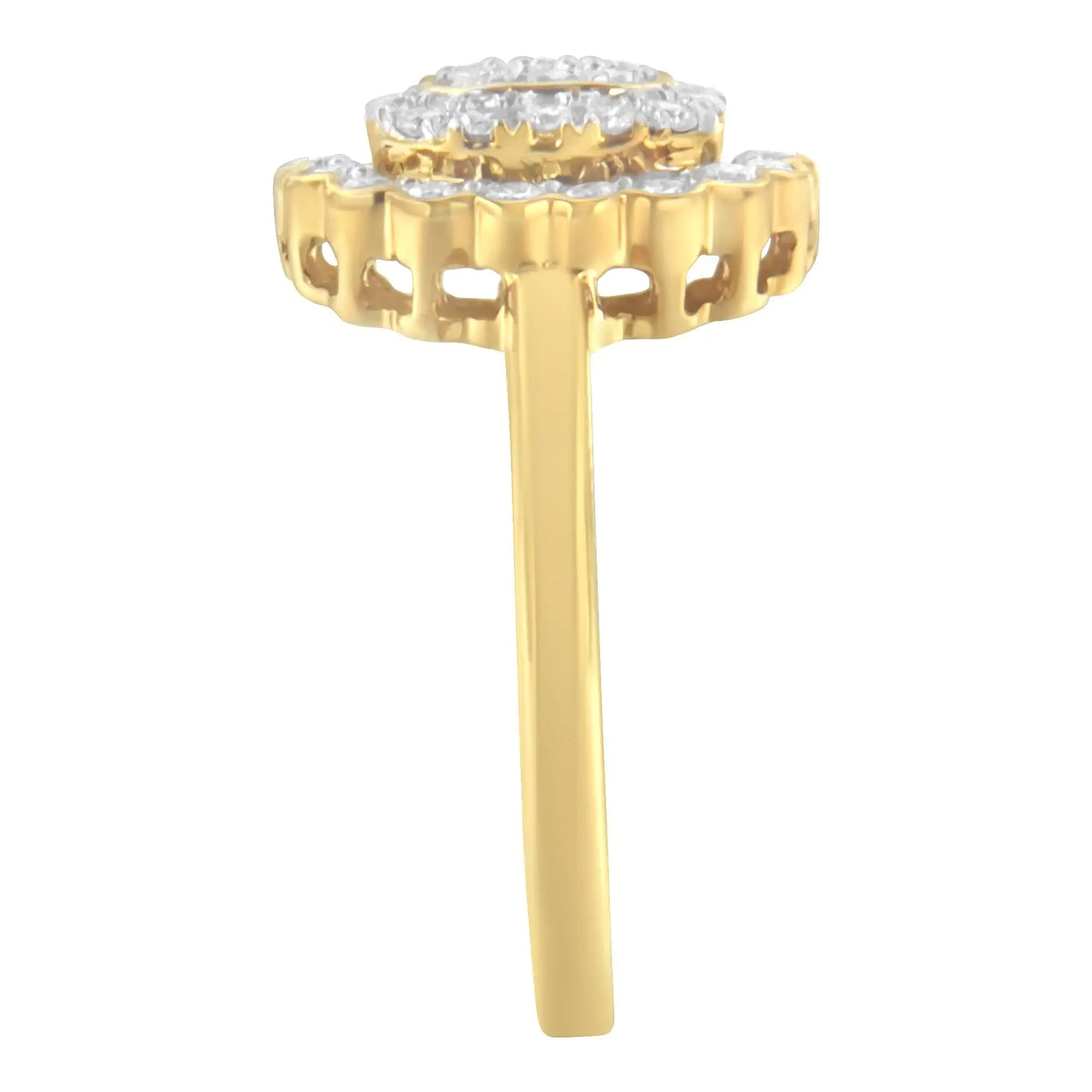 10K Yellow Gold Plated .925 Sterling Silver Diamond Cocktail Ring (3/4 Cttw, J-K Color, I2-I3 Clarity)