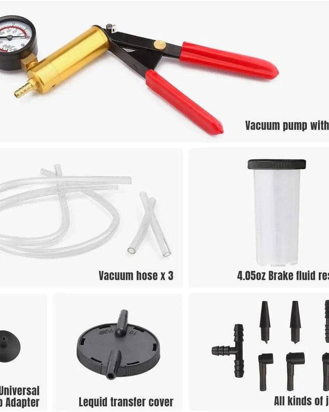 Hand Held Vacuum Pressure Pump Tester Set Brake Fluid Bleeder Bleeding Kit + Box