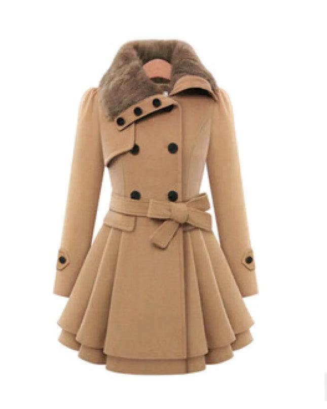 Women's Slim Double-Breasted Wool Coat