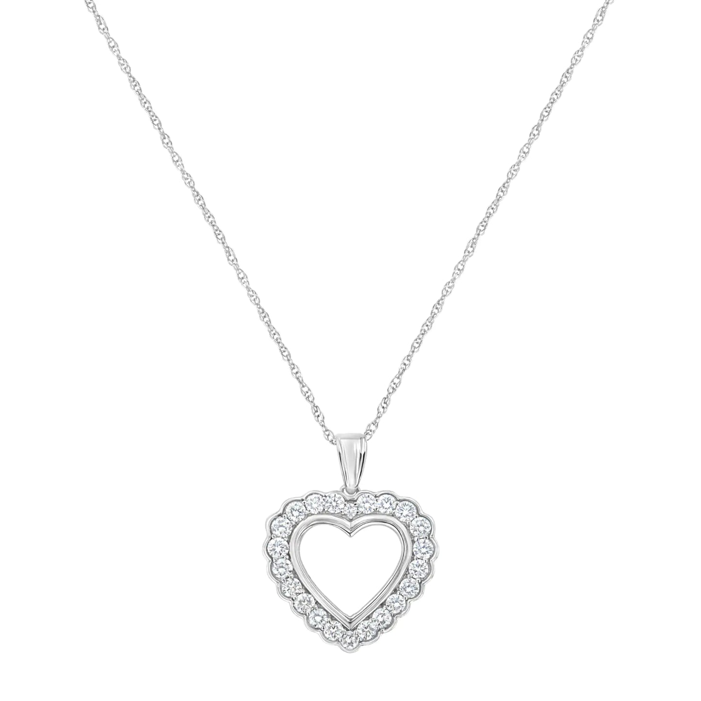 .925 Sterling SIlver 1 cttw Lab Grown Diamond Heart Pendant Necklace (F-G Color, VS2-SI1 Clarity)