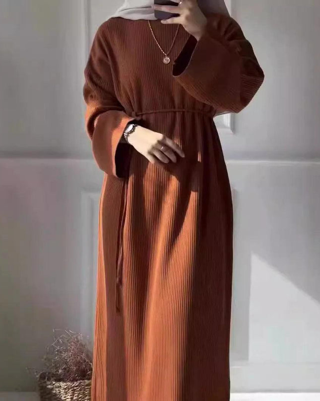 Women's Casual Knit Dress with Lace-Up