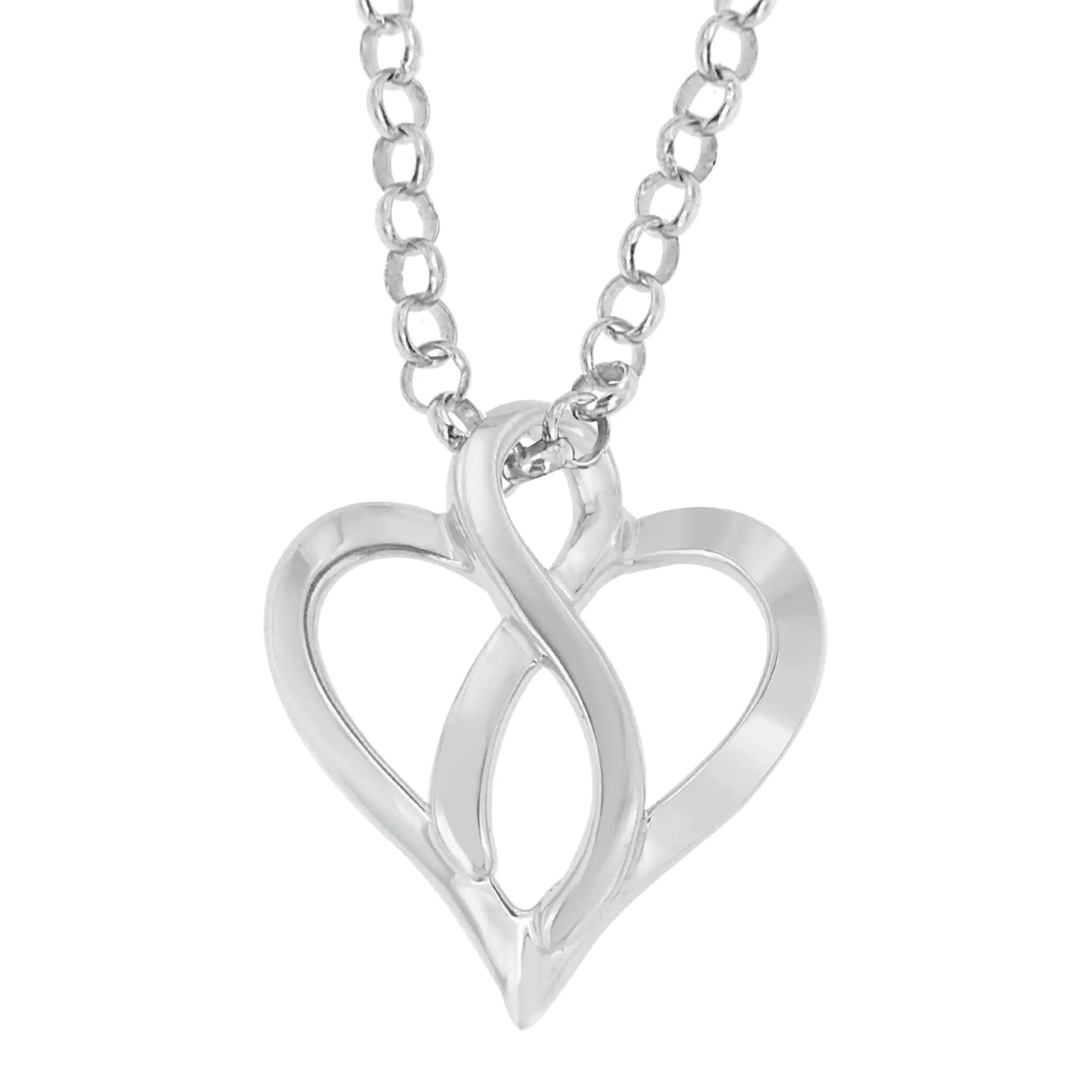 .925 Sterling Silver Heart Shaped Pendant Necklace