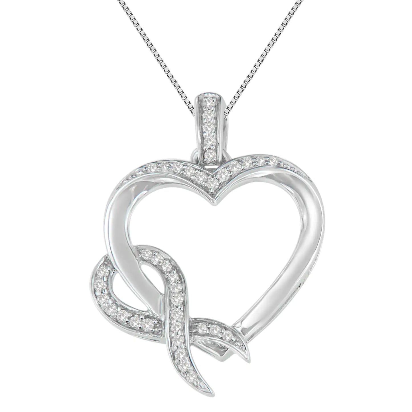 .925 Sterling Silver 1/6 cttw Diamond Heart Pendant Necklace (H-I, I1-I2)