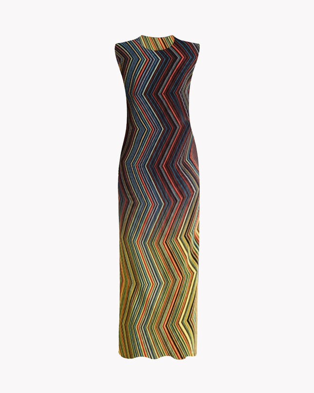 Geometric Gradient Pleated Dress