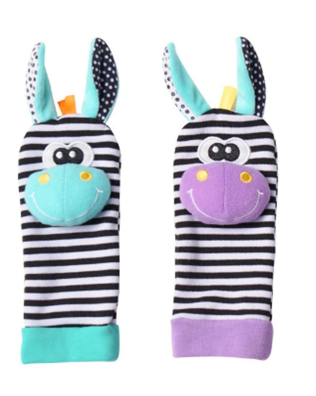Cartoon Plush Socks Wrist Strap Rattles