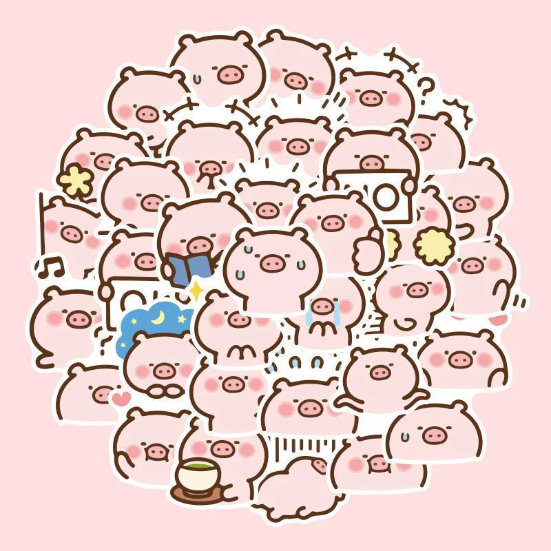 40 Cute Pink Pig Stickers