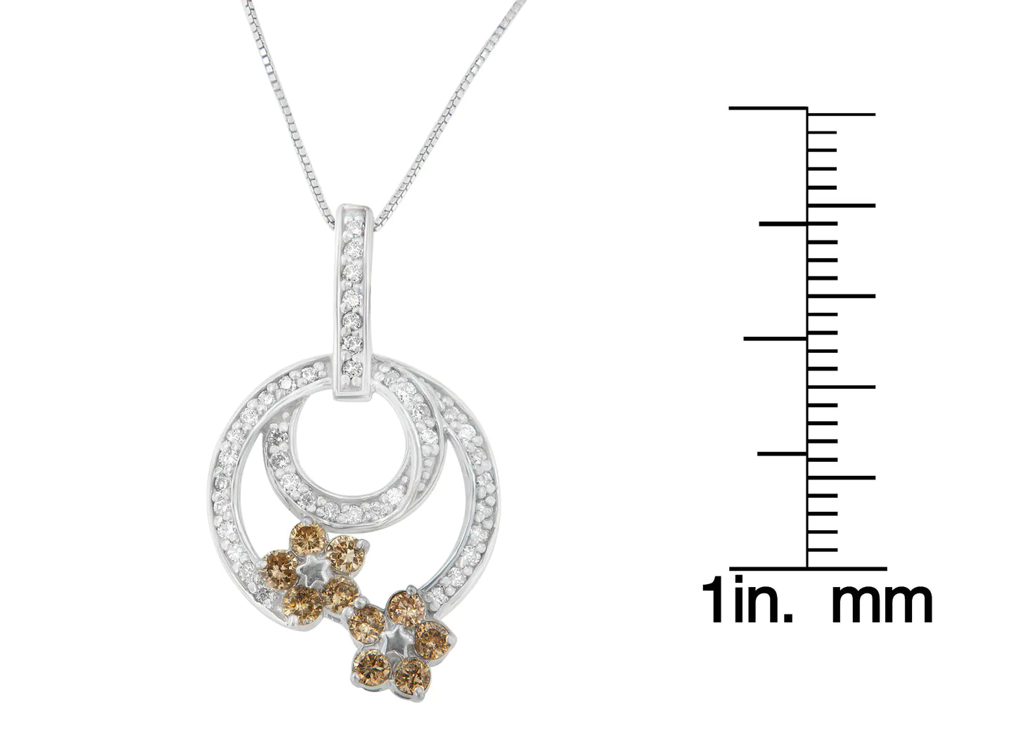 .925 Sterling Silver 1 cttw Round Cut Diamond Floral Garden Pendant Necklace (H-I, I1-I2)