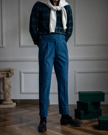 Corduroy Straight High Waist Casual Pants Men