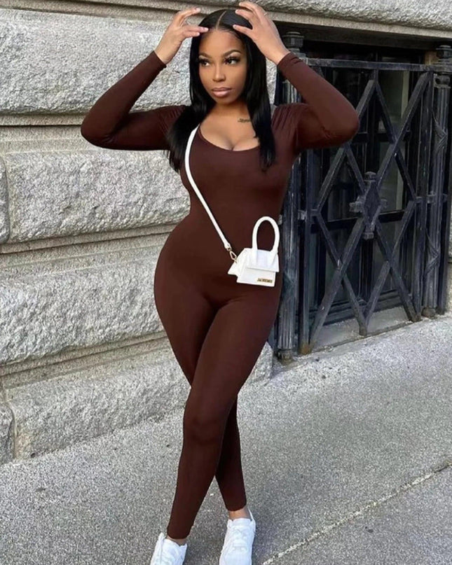 Stretchy Long Sleeve Jumpsuits