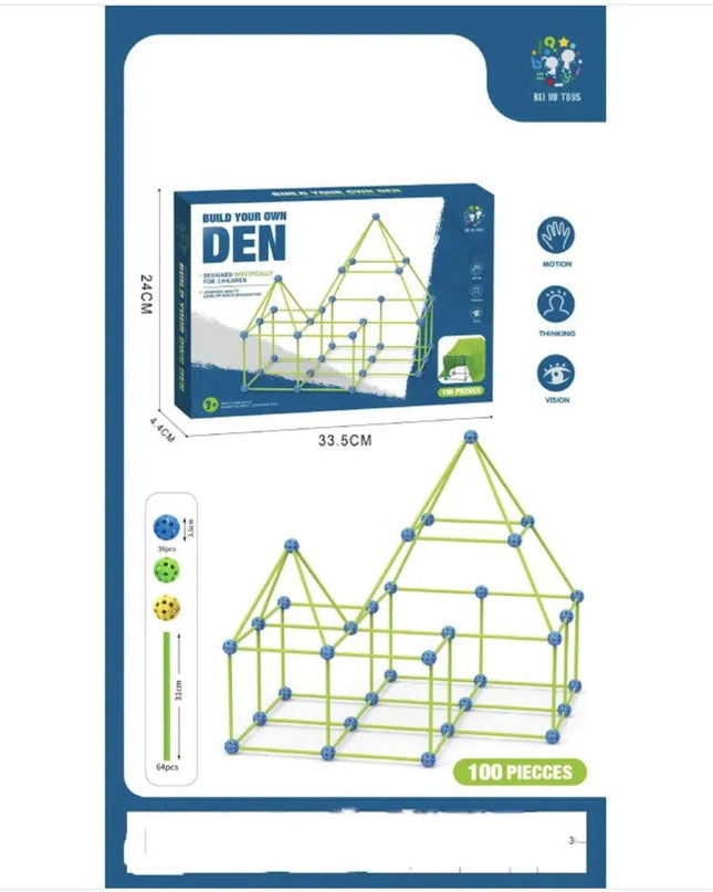 Kids' Fort Building Kit – DIY 3D Construction Set for Tents, Castles, and Playhouses