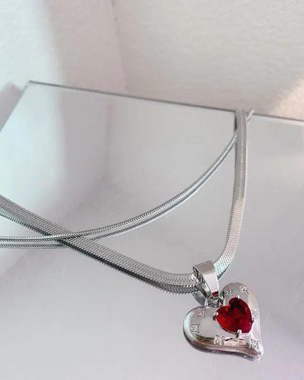 Luxury Red Crystal Charm Double Layer Chain