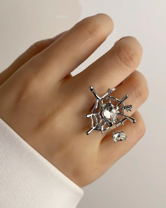 Spider Web Silver Ring