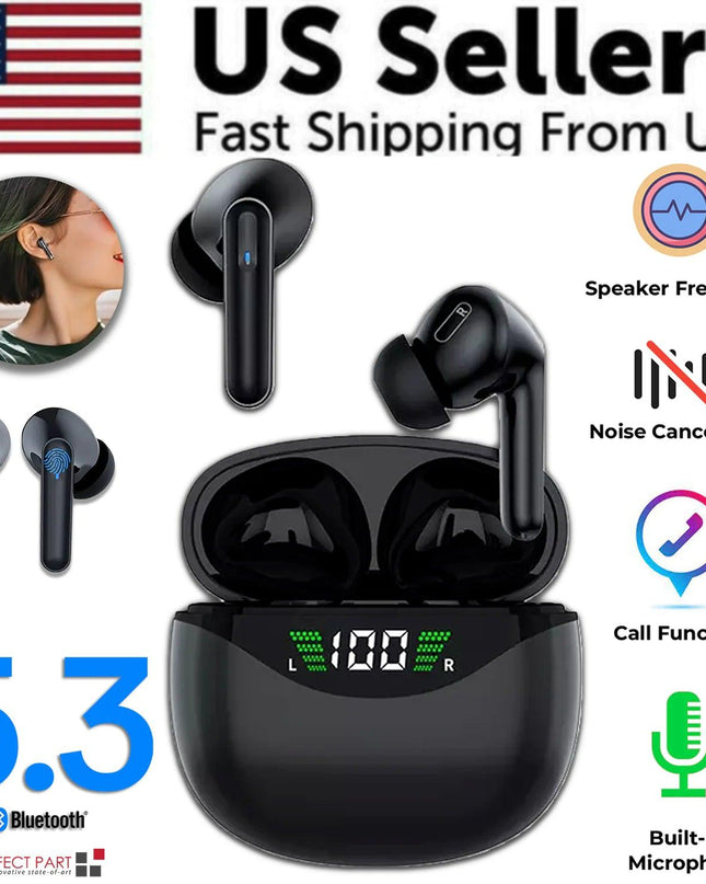 Bluetooth Earbuds Headset 5.3 Wireless Noise Cancelling TWS Trucker Waterproof