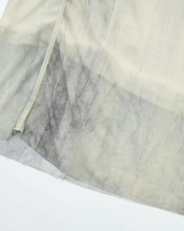 One Sleeve Mesh Dress