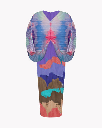 Abstract Paintsplat Pleated Dress