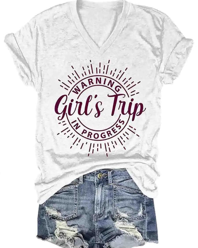 Girl's Trip Warning V-Neck Tee