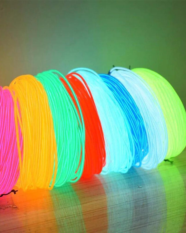 Neon LED Light Glow EL Wire String Strip Rope Tube Decor Car Party + Controller