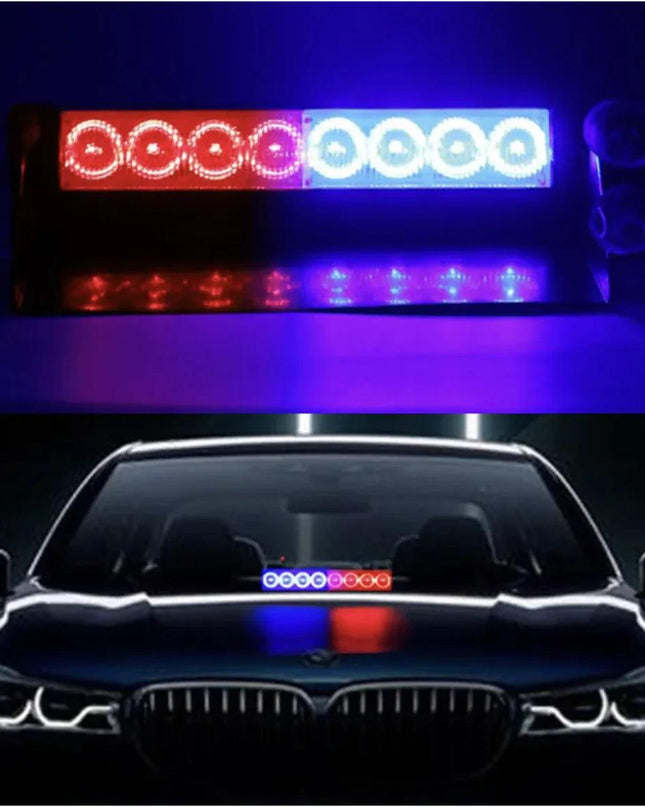 Front Windshield Shovel with 8-LED Red & Blue Flashing Lights