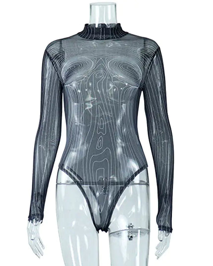 Shape Of Me Printed Mesh Bodysuit